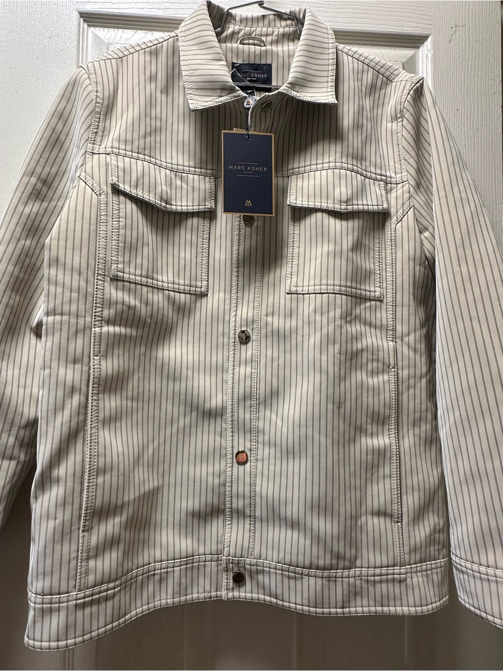 Cream Pinstripe Shirt Jacket